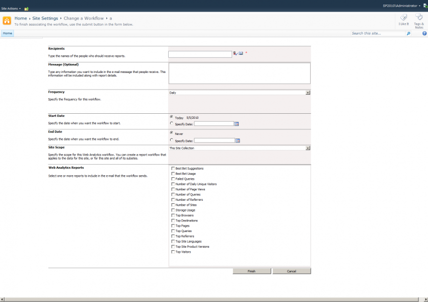 Schedule Web Analytics Report