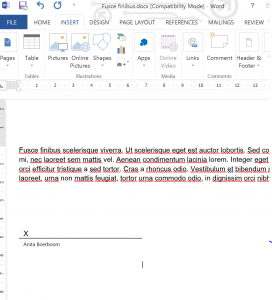 Collect signatures - signature line in Word