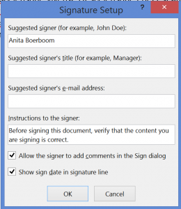 Collect signatures - signature setup